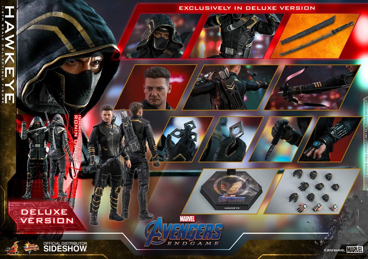 Hot Toys Avengers Endgame: Ronin (Hawkeye) 1/6 Scale Action Figure DELUXE Set