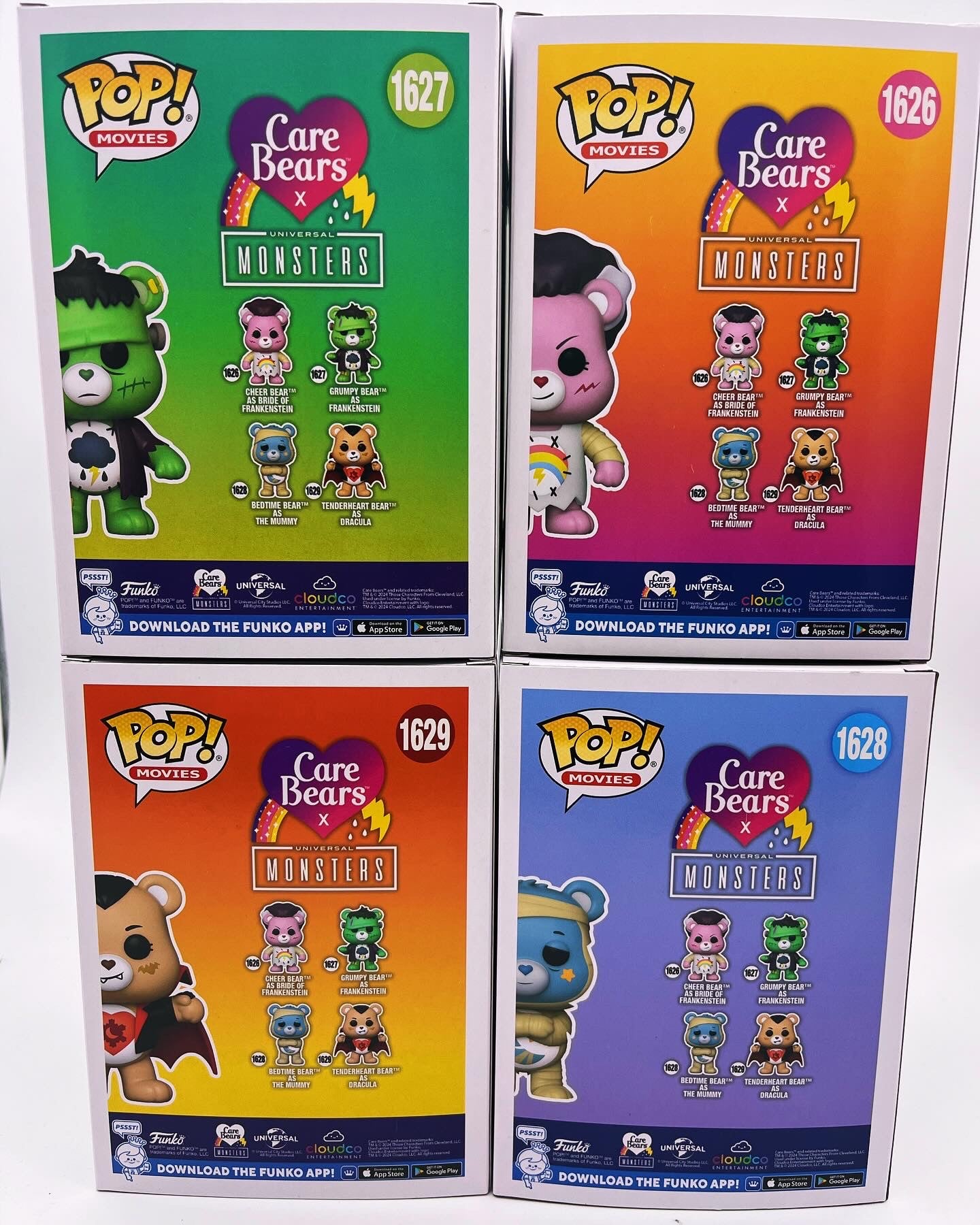 Funko Pop! Movies: Care Bears x Universal Monsters - Lot of 4-  Bedtime Bear, Grumpy Bear, Tenderheart Bear, and Cheer Bear Collectible Vinyl Figures