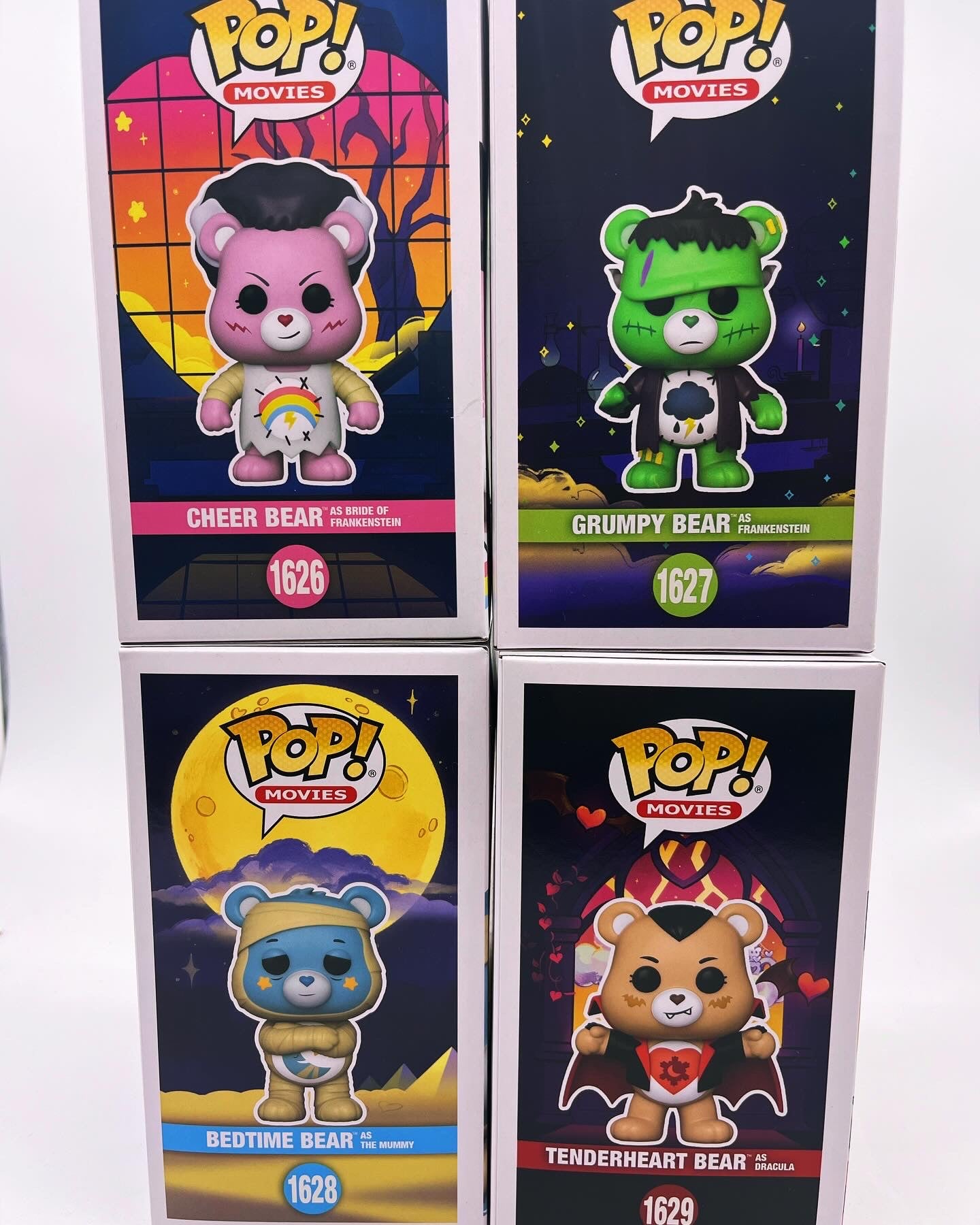 Funko Pop! Movies: Care Bears x Universal Monsters - Lot of 4-  Bedtime Bear, Grumpy Bear, Tenderheart Bear, and Cheer Bear Collectible Vinyl Figures