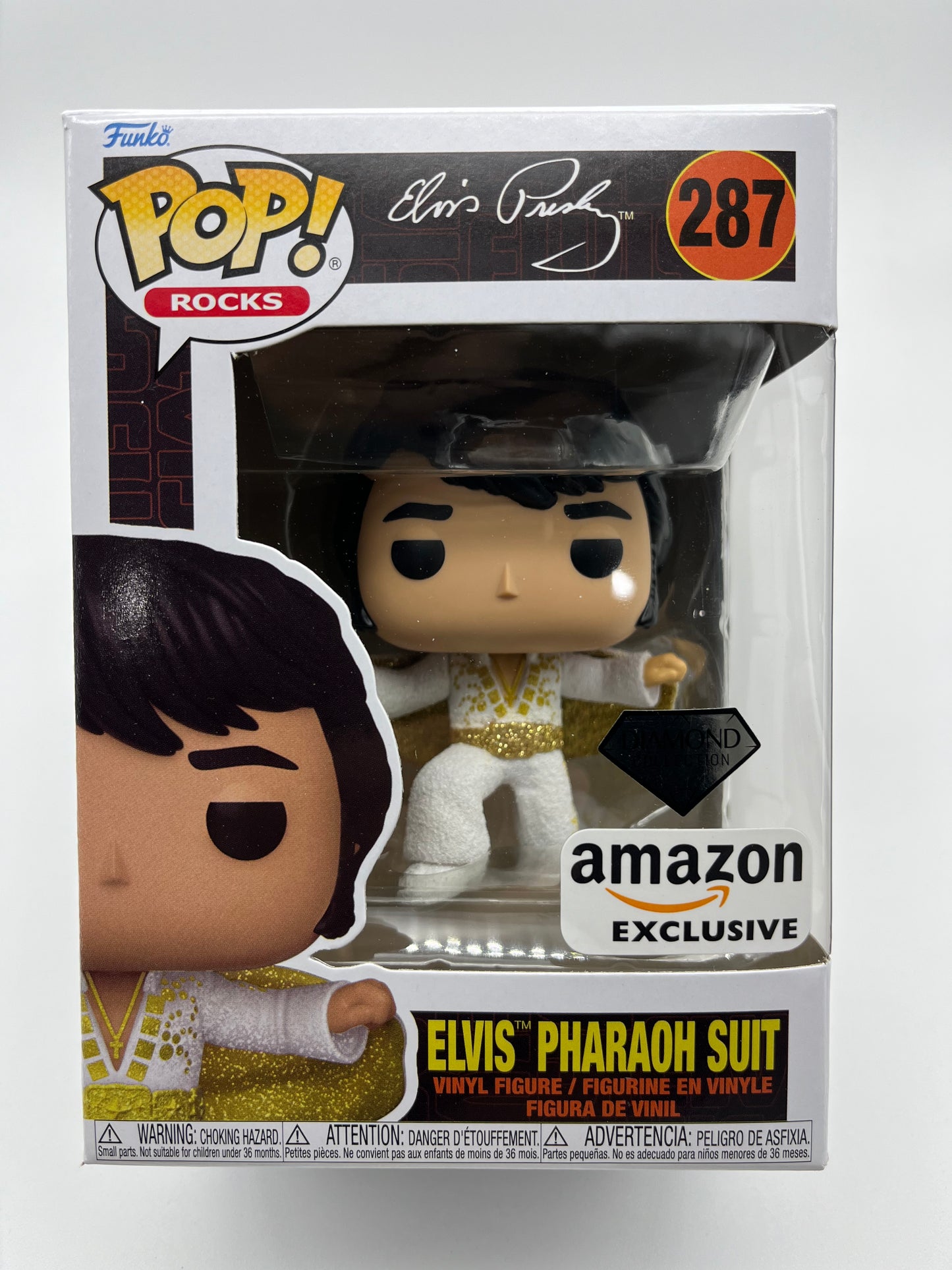 Funko Pop! Rocks: Elvis Presley Pharaoh Suit 'Diamond Collection' 'Amazon Exclusive'  #287 Collectible Vinyl Figure