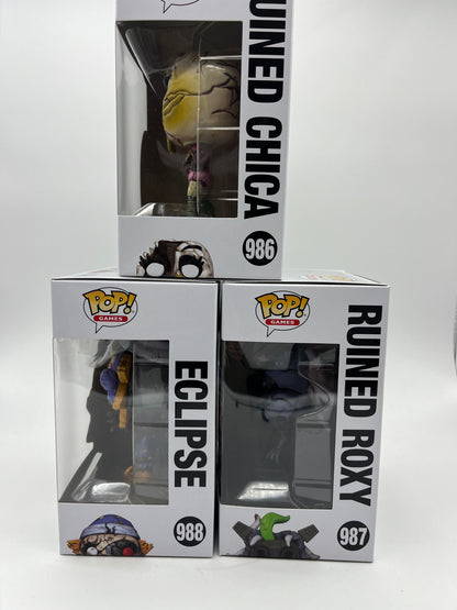 Funko Pop! Five Nights at Freddy's - Lot of 3- Eclipse, Ruined Roxy, Ruined Chica FNAF Collectible Vinyl Figures