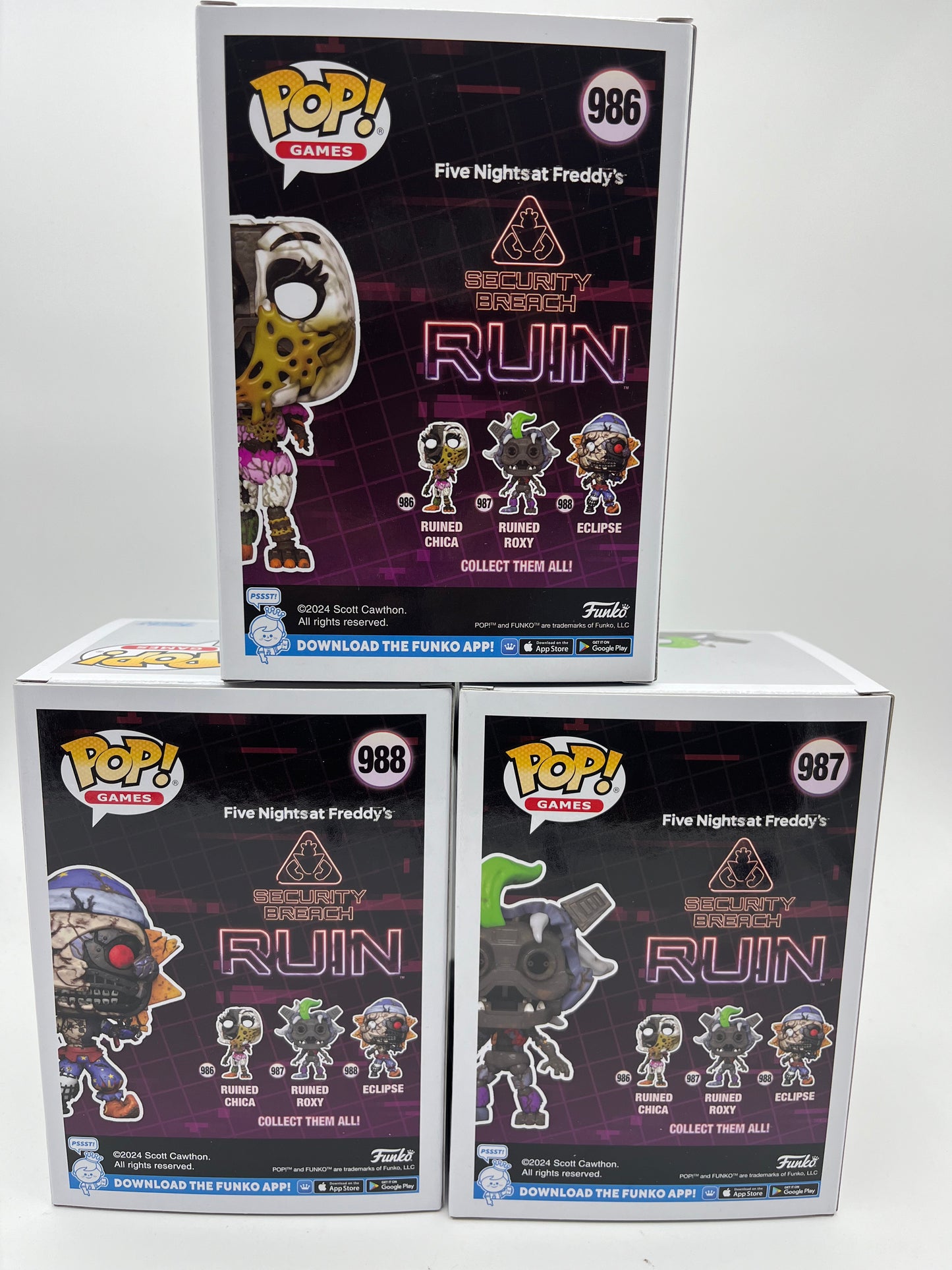 Funko Pop! Five Nights at Freddy's - Lot of 3- Eclipse, Ruined Roxy, Ruined Chica FNAF Collectible Vinyl Figures