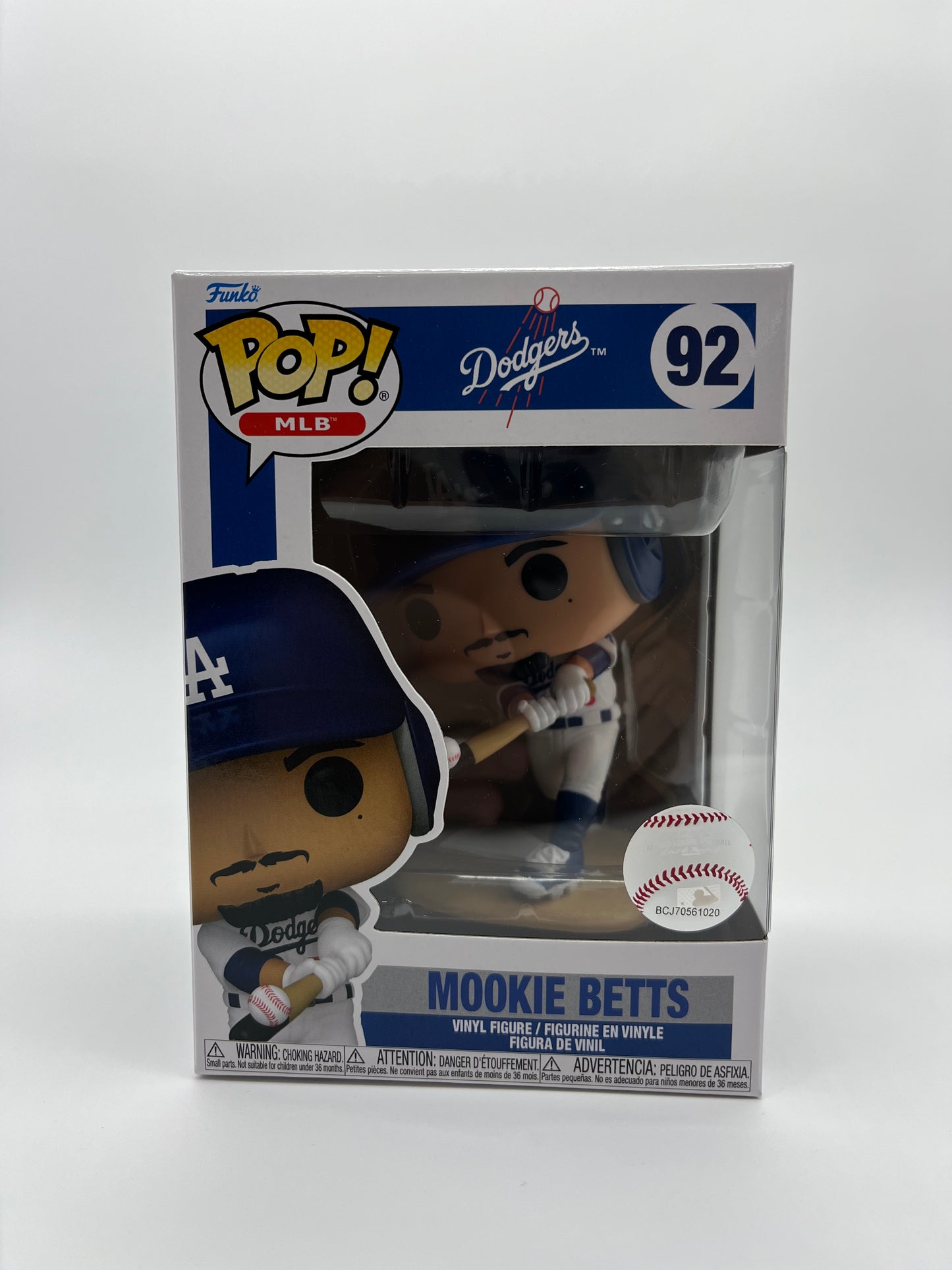 Funko Pop! MLB:  Mookie Betts #92 Los Angeles Dodgers White Jersey Vinyl Figure