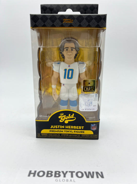 Funko Gold Vinyl: NFL - Justin Herbert 'CHASE' White Jersey Los Angeles Chargers, 5 Inch Premium Collectible Vinyl Figure