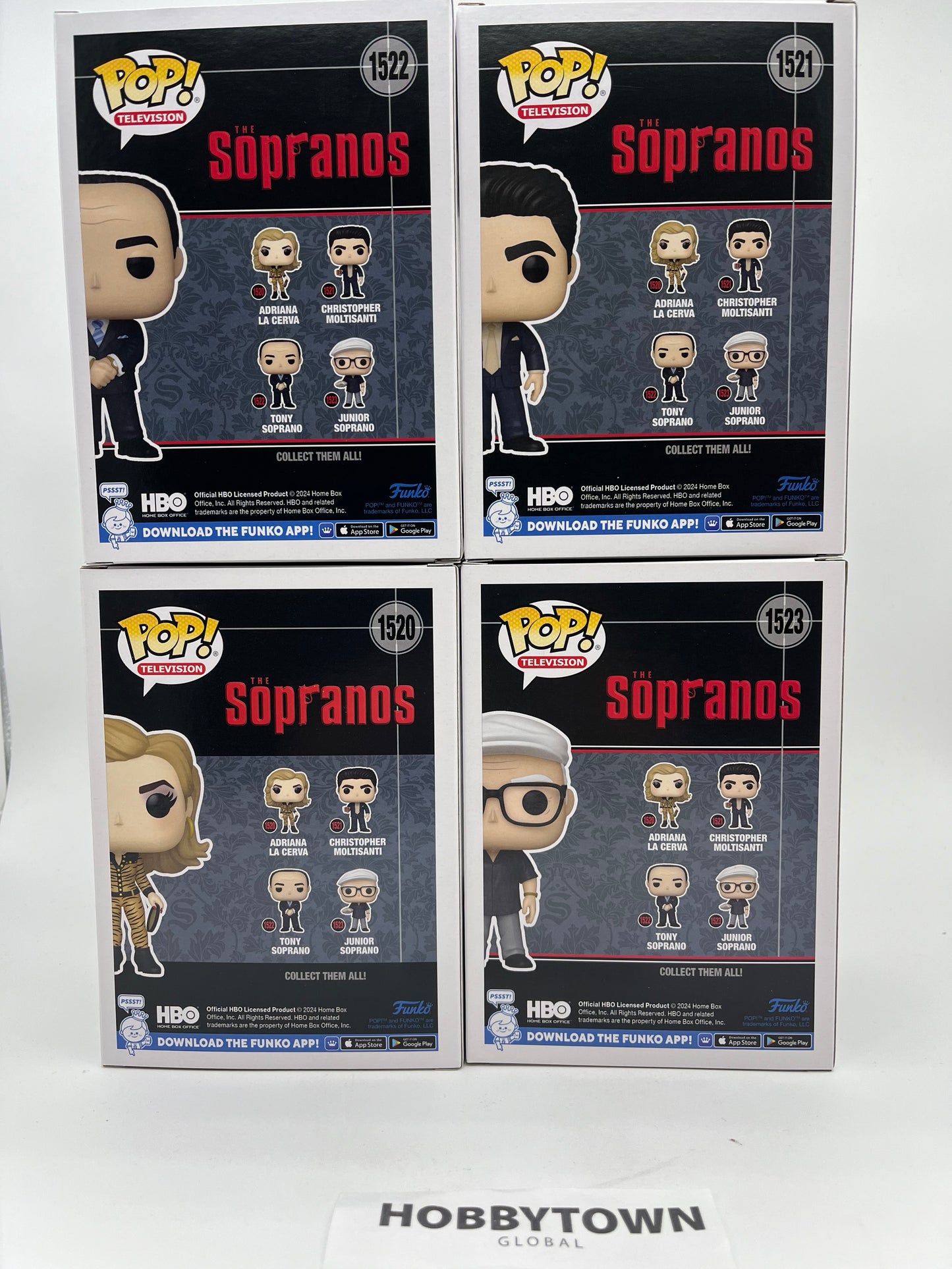 Funko Pop! The Sopranos Set of 4- Tony Soprano, Christopher Moltisanti, Adriana La Cerva, and Junior Soprano