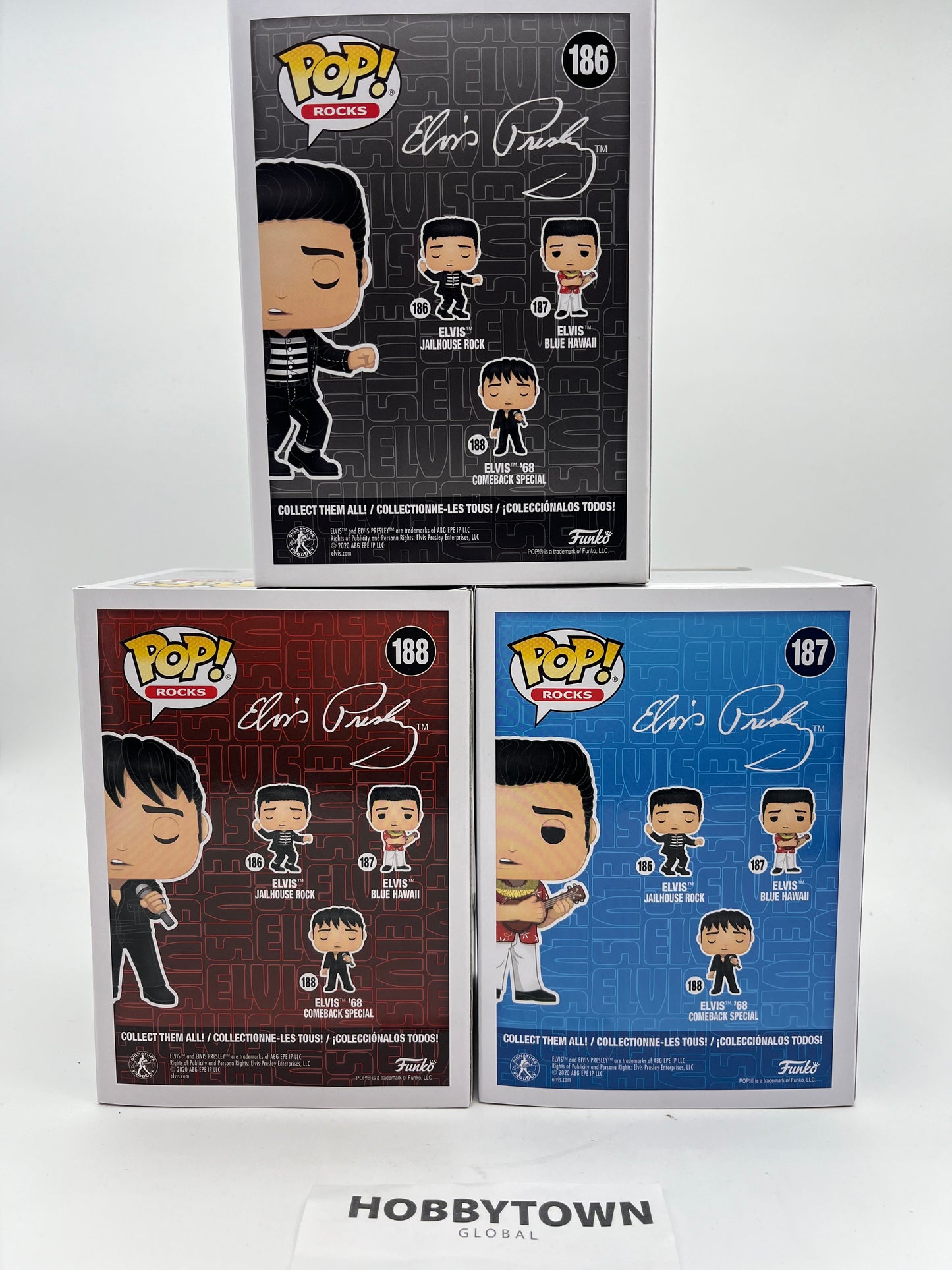 Funko Pop! Elvis Presley -Set of 3 - Jailhouse Rock, Blue Hawaii, '68 Comeback Special