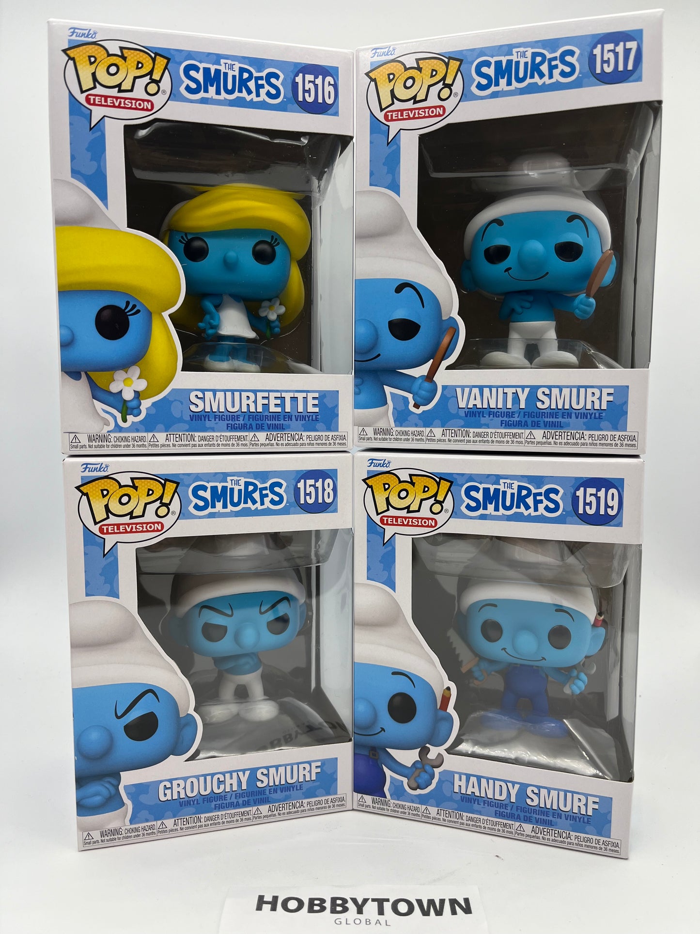 Funko Pop! The Smurfs - Set of 4 - Smurfette, Vanity Smurf, Handy Smurf, Grouncy Smurf Collectible Vinyl Figures