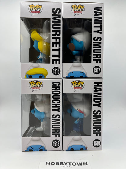 Funko Pop! The Smurfs - Set of 4 - Smurfette, Vanity Smurf, Handy Smurf, Grouncy Smurf Collectible Vinyl Figures