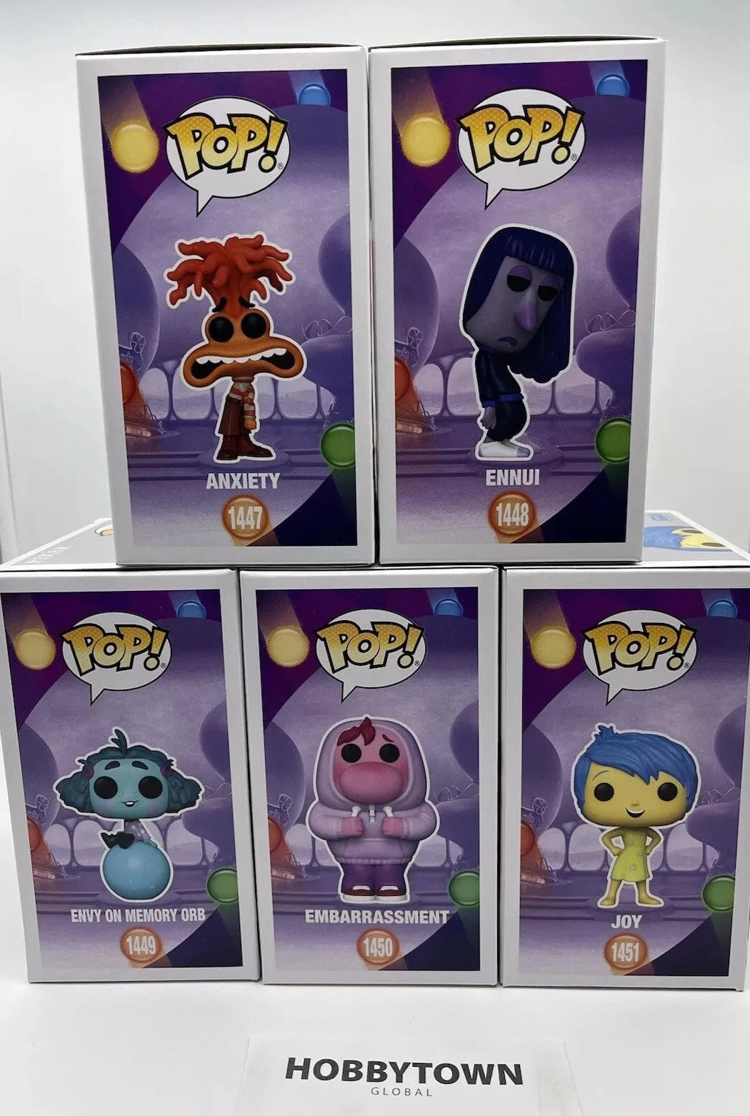 Funko Pop! DIsney/Pixar Inside Out 2 - Set of 5- Anxiety, Ennui, Envy with Memory Orb, Embarassment, and Joy